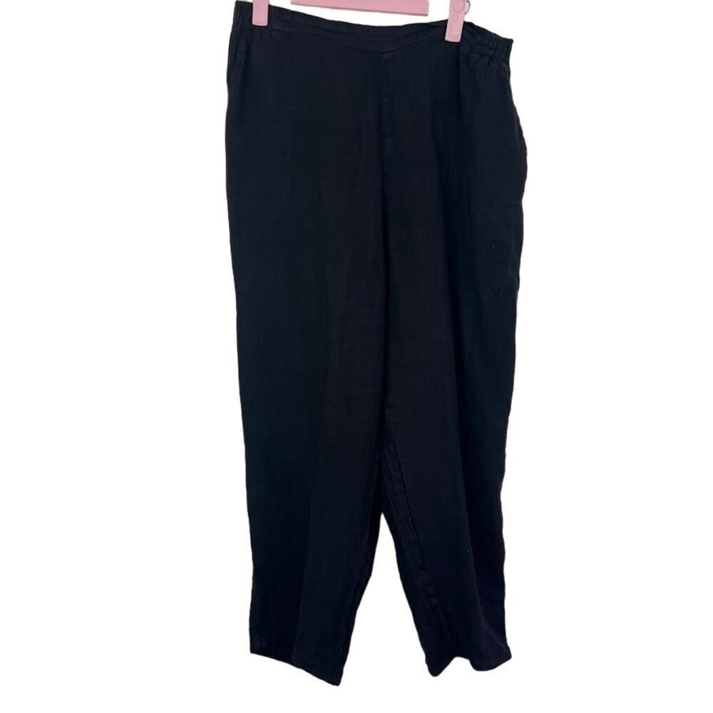 Match point usa black pull on loose fit Linen pants womens size large lagenlook